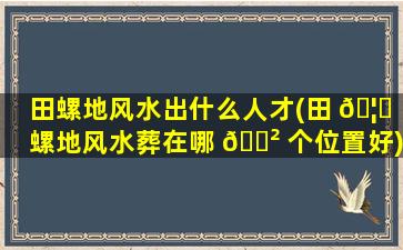 田螺地风水出什么人才(田 🦋 螺地风水葬在哪 🌲 个位置好)